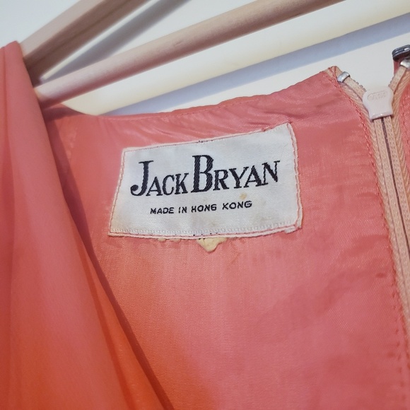 1970s Jack Bryan Layered Coral Jersey Full Length Maxi Dress